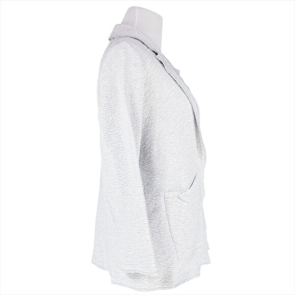 EILEEN FISHER Notch Collar Tencel Jacquard Textured Jacket Stone Grey Petite S - Picture 8 of 11